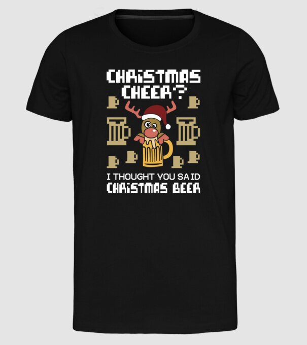 Christmas beer pulovăr urât model negru pe tricou