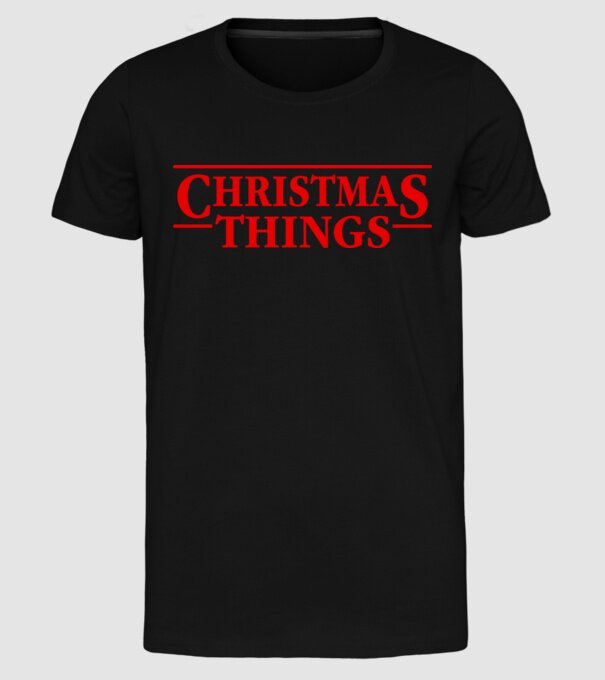 Christmas Things model negru pe tricou
