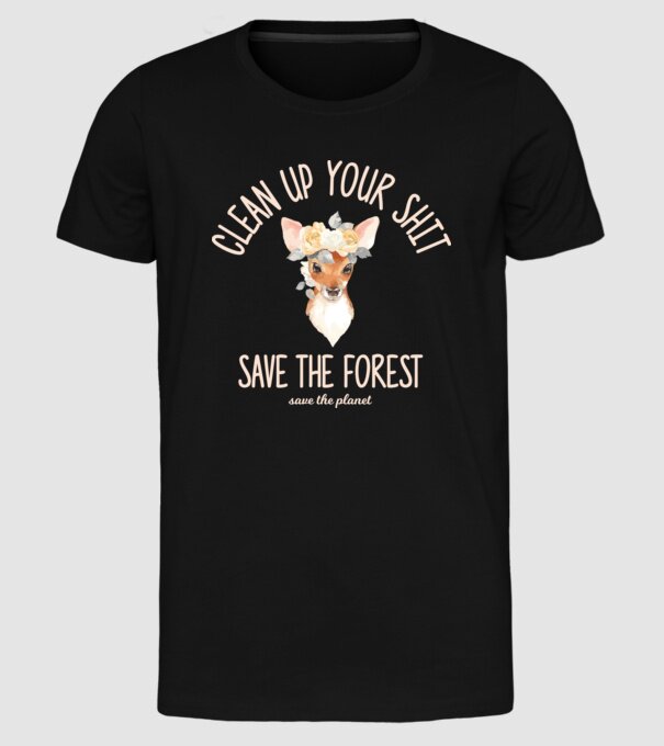 Clean up your shit model negru pe tricou