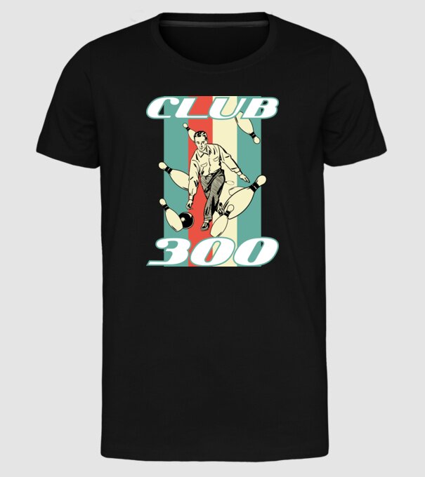 club300 model negru pe tricou