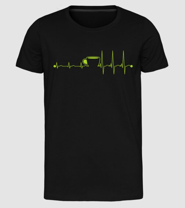 Coffee heartbeat model negru pe tricou
