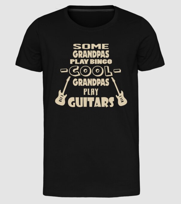 Cool grandpas play guitar model negru pe tricou