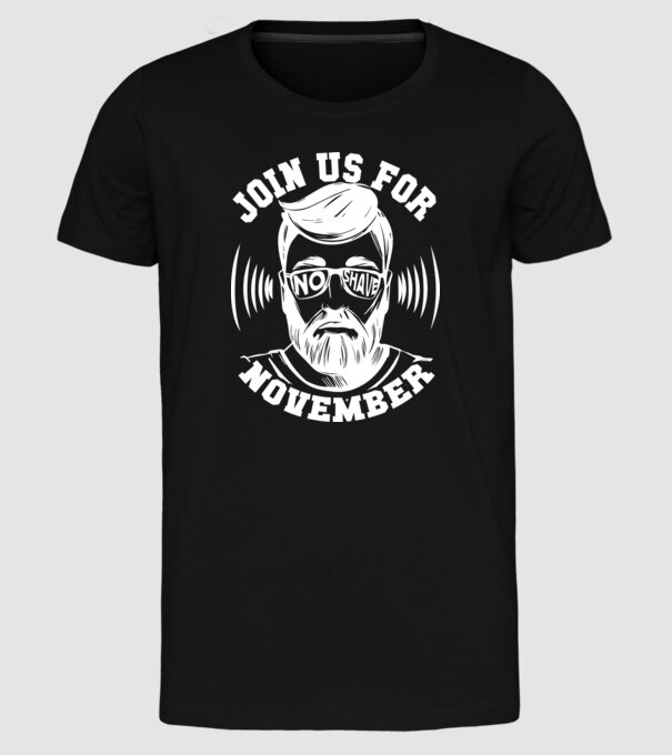 Alătură-te mișcării No Shave November (engleză) model negru pe tricou