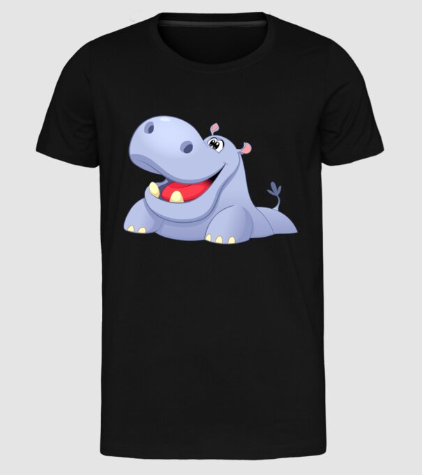 Cute Hippo model negru pe tricou