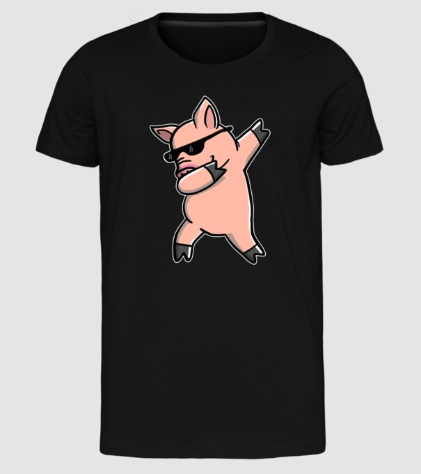 Porc dab model negru pe tricou