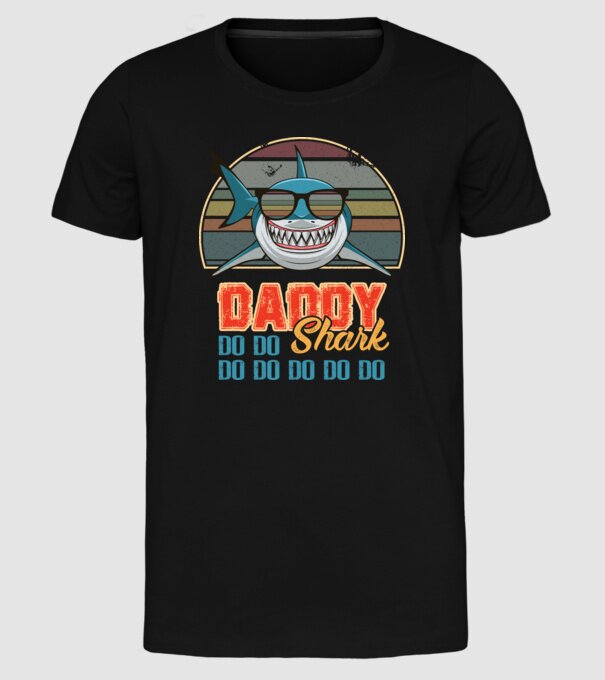 Daddy shark v2 model negru pe tricou