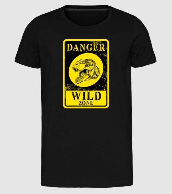 Danger wild zone model negru pe tricou