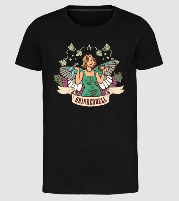 Drinkerbell model negru pe tricou