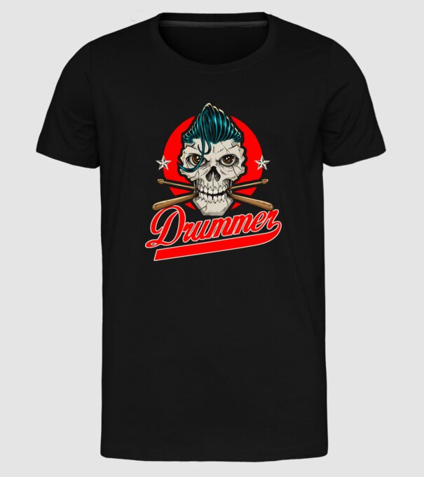 Drummer model negru pe tricou