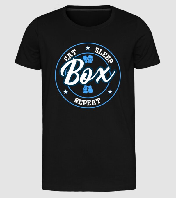 eat sleep box repeat model negru pe tricou