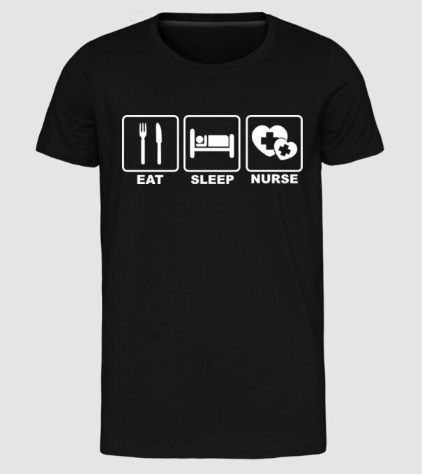 Eat Sleep Nurse model negru pe tricou