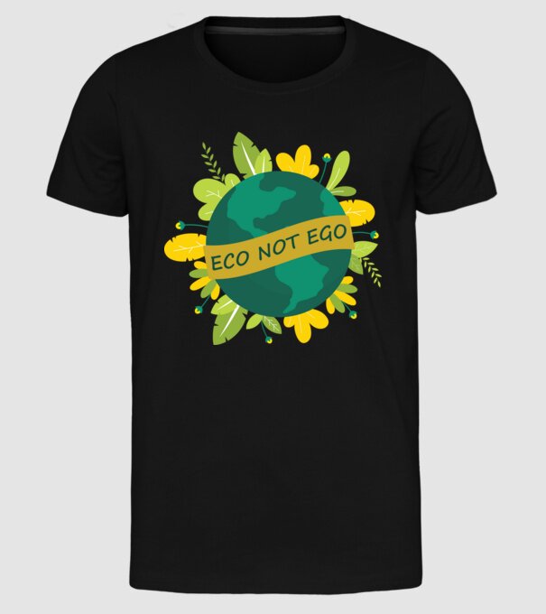 ECO NOT EGO model negru pe tricou