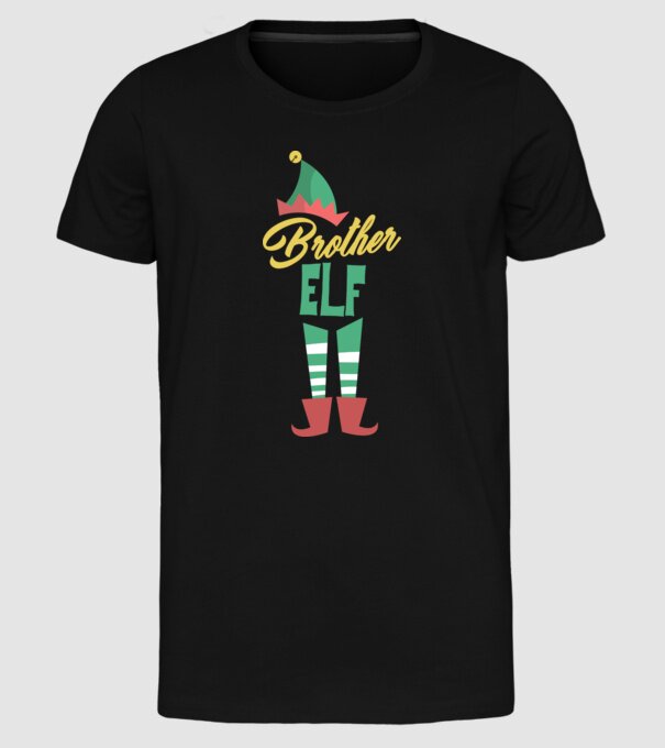 Elf family brother model negru pe tricou