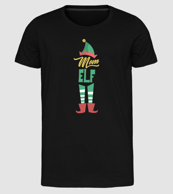 Elf family mom model negru pe tricou