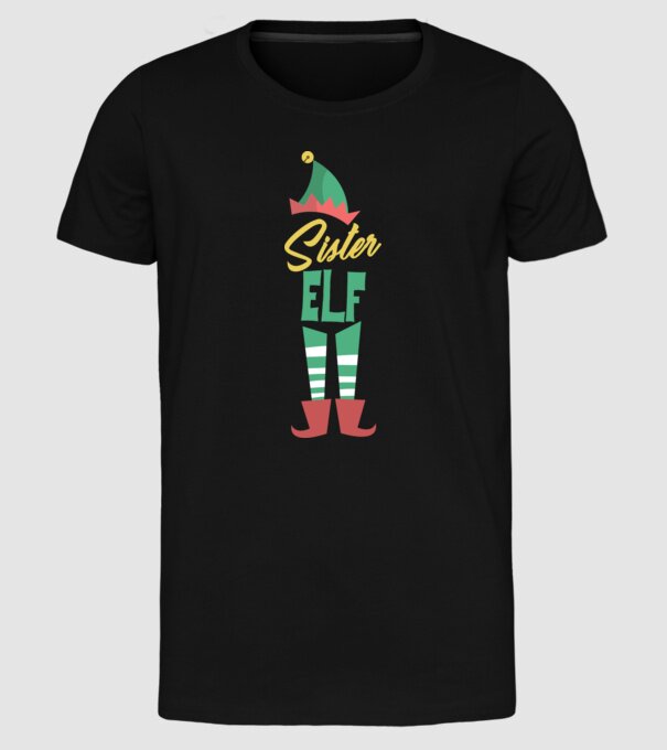 Elf family sister model negru pe tricou