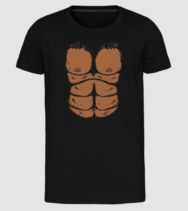 Piept de gorilă carnaval model negru pe tricou