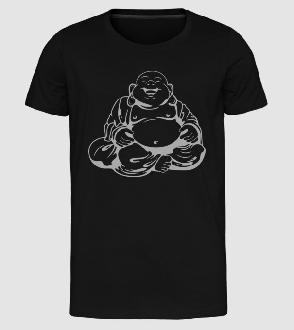 fat buddha model negru pe tricou