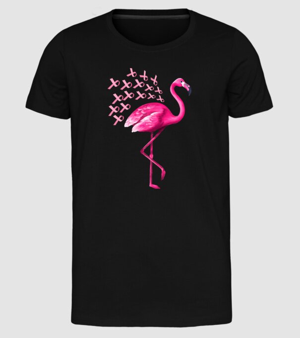 Flamingo pink model negru pe tricou