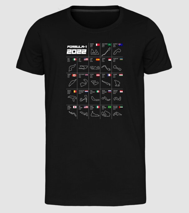 Formula 1 tracks 2022 model negru pe tricou