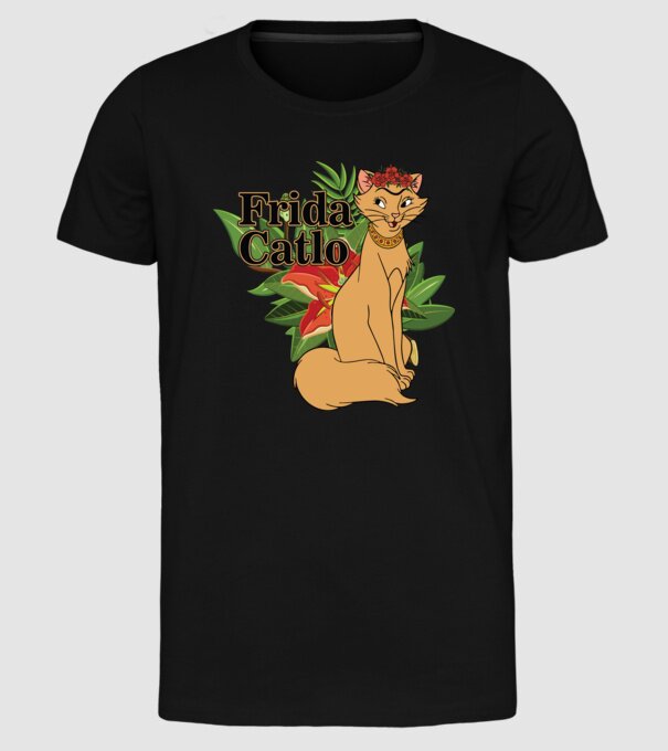 FridaCatlo model negru pe tricou