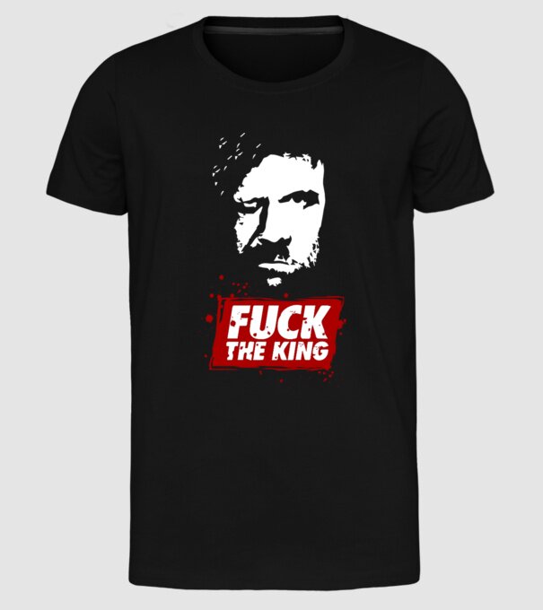 Fuck the king model negru pe tricou