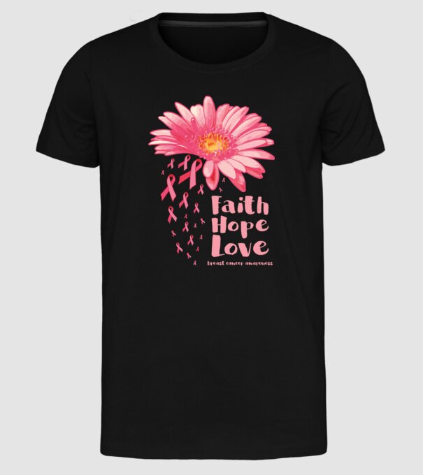 Gerbera faith hope love model negru pe tricou