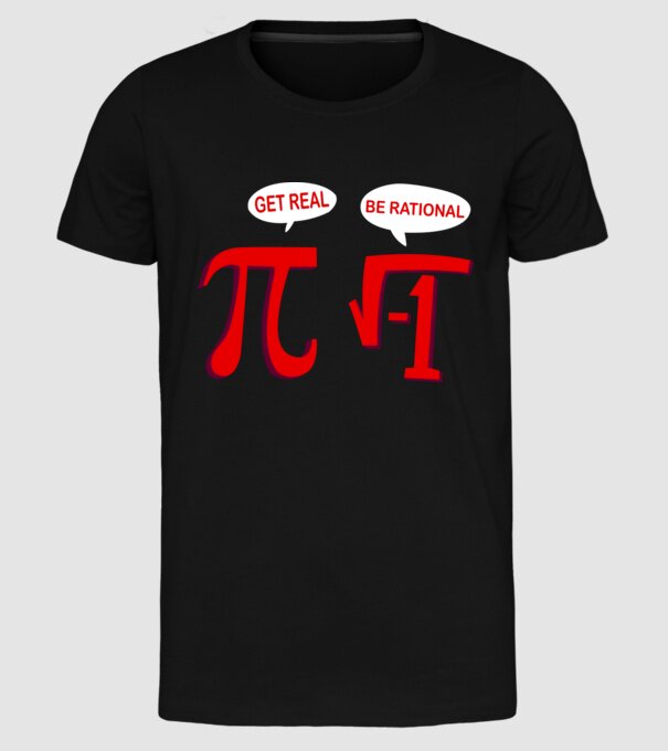 Get real, be rational model negru pe tricou