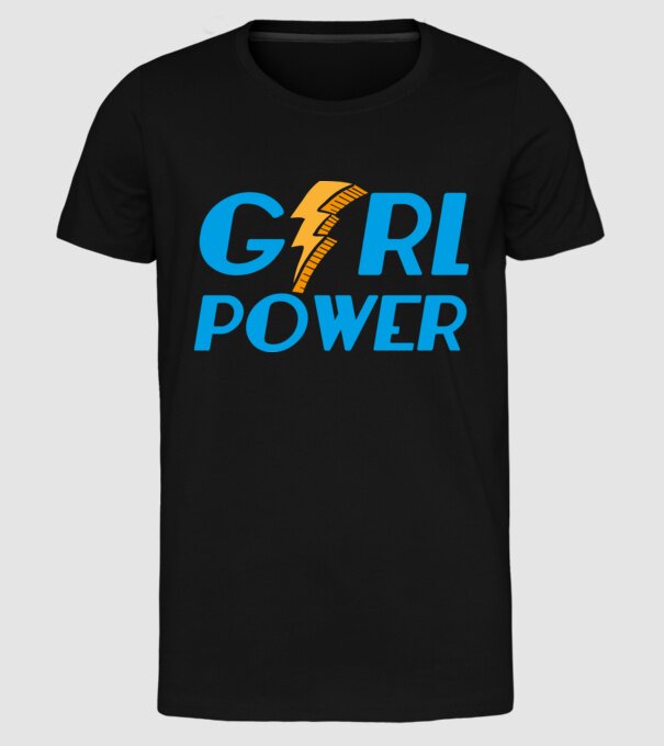 GirlPower model negru pe tricou