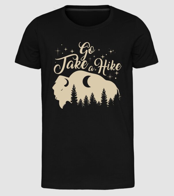 Go take a hike buffalo model negru pe tricou