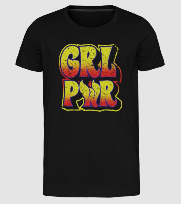 Girl Power retro model negru pe tricou