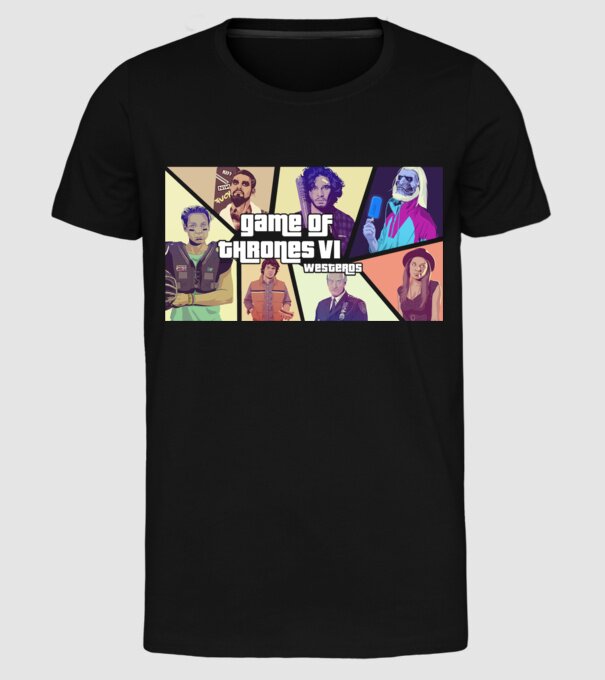 GTA Game of Thrones model negru pe tricou
