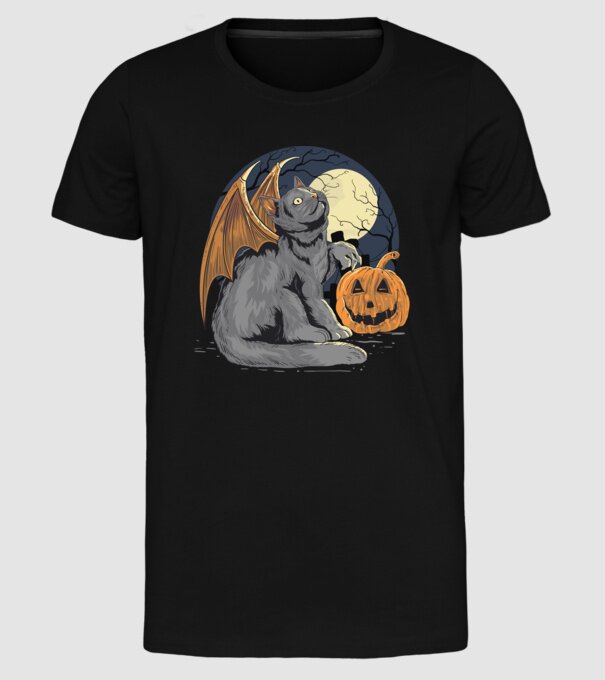 Halloween cica model negru pe tricou
