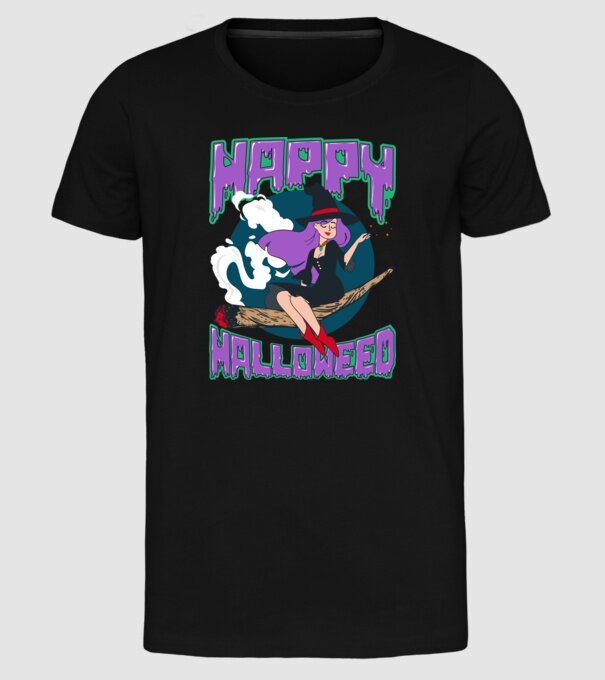 Happy Halloweed model negru pe tricou