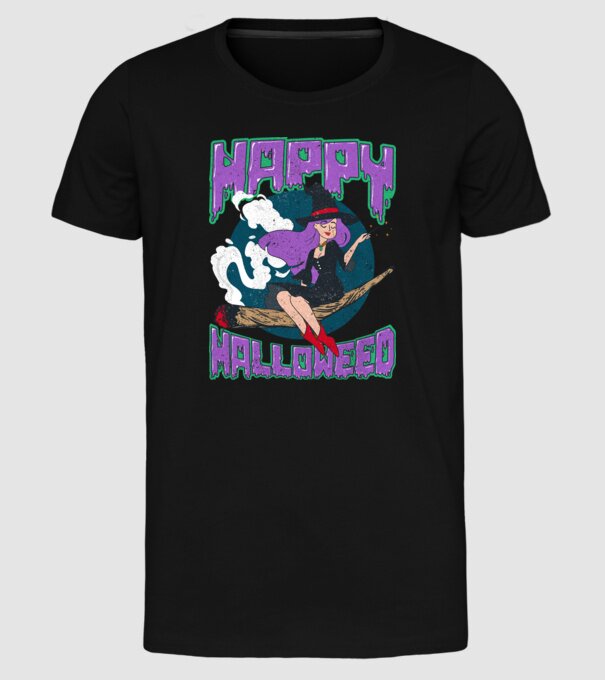 Happy Halloweed model negru pe tricou
