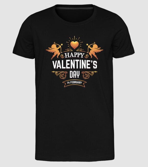 'Happy Valentine''s Day!' model negru pe tricou