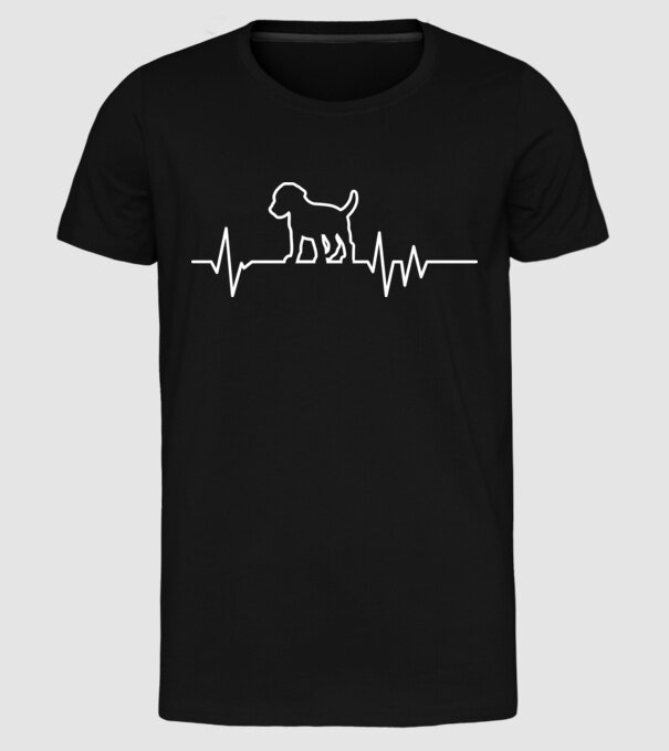 Heartbeat line Beagle model negru pe tricou