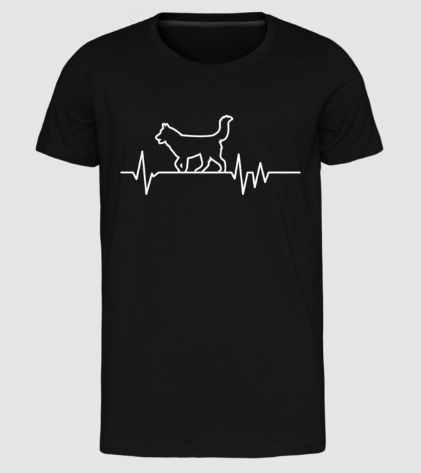 Heartbeat line Husky model negru pe tricou