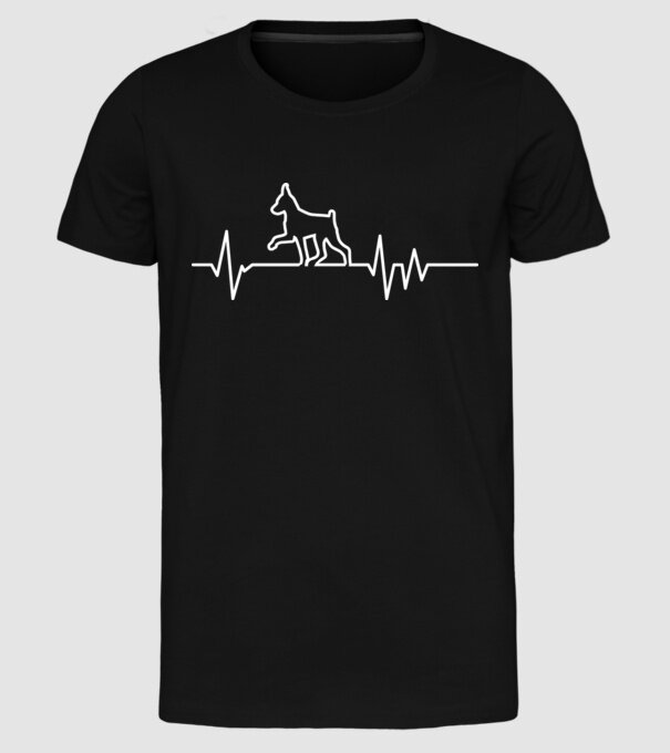 Heartbeat line Pinscher model negru pe tricou