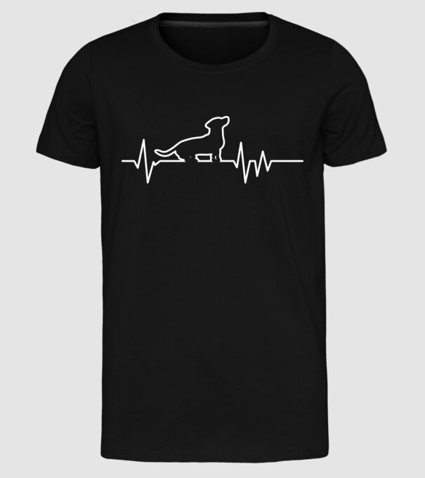 Heartbeat line Teckel model negru pe tricou