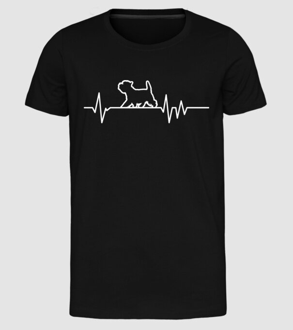 Heartbeat line Westie model negru pe tricou