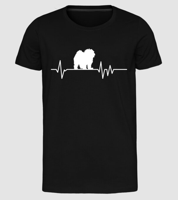 Heartbeat silueta Bolognese model negru pe tricou