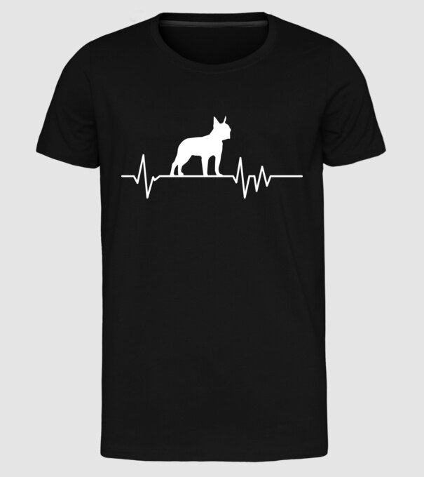 Heartbeat silueta Boston terrier model negru pe tricou