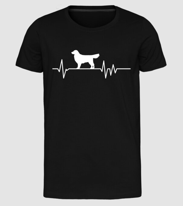 Heartbeat silueta Golden retriever model negru pe tricou