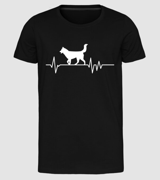 Heartbeat silueta Husky model negru pe tricou