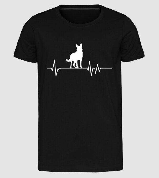 Heartbeat siluetă Ciobănesc german model negru pe tricou