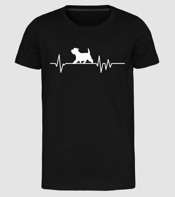 Heartbeat silueta Westie model negru pe tricou