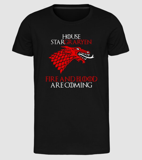 house stargaryen model negru pe tricou