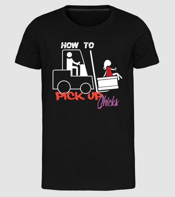 How to Pick up Chicks model negru pe tricou