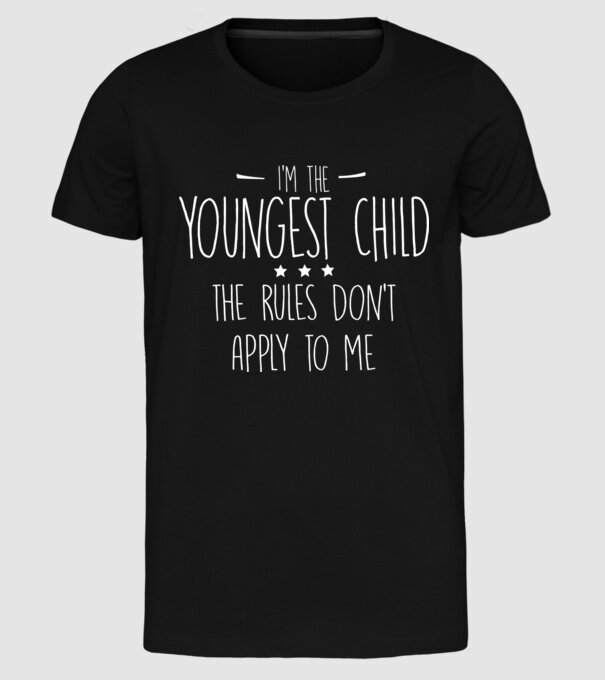 I'm the youngest child model negru pe tricou