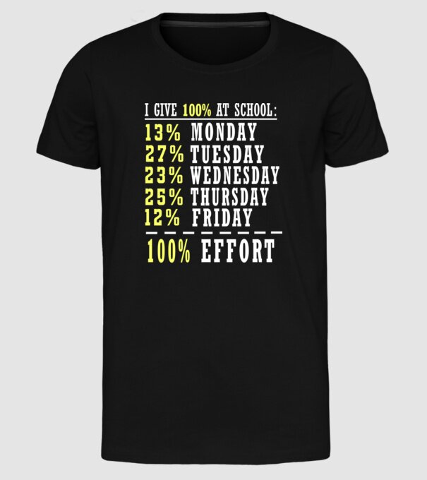 I give 100% at school model negru pe tricou